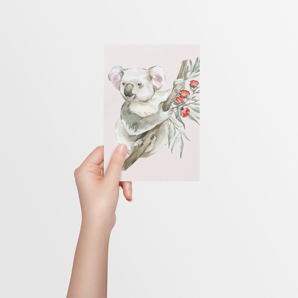 Watercolor Floral Koala Illustration Wall Art Print Poster Unframed - Picture 6 of 10